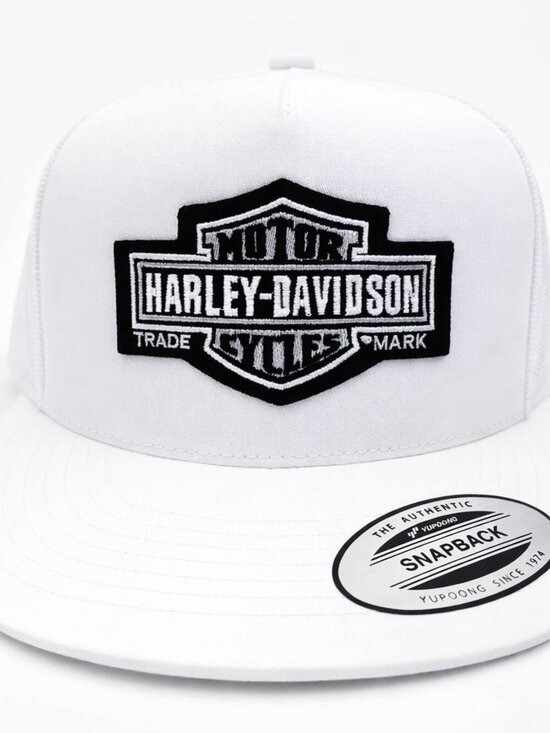 Other - Harley White Flat Bill Snapback Baseball Cap Hat Embroidered Patch
